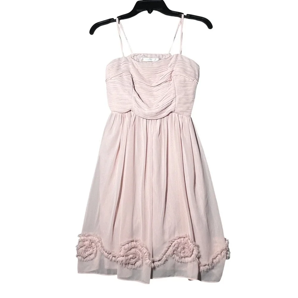 LC Lauren Conrad Women's Pink Chiffon‎ Ruched Mini Dress Size 4 Sleeveless